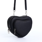 Сумка женская кросс-боди на молнии, в форме сердца, 20×5×16 см, чёрная - Фото 5