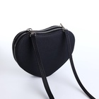 Сумка женская кросс-боди на молнии, в форме сердца, 20×5×16 см, чёрная - Фото 7
