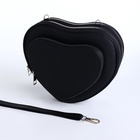 Сумка женская кросс-боди на молнии, в форме сердца, 20×5×16 см, чёрная - Фото 9