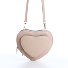 Сумка женская кросс-боди на молнии, в форме сердца, 20×5×16 см, бежевая - Фото 4