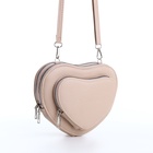 Сумка женская кросс-боди на молнии, в форме сердца, 20×5×16 см, бежевая - Фото 5