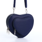 Сумка женская кросс-боди на молнии, в форме сердца, 20×5×16 см, тёмно-синяя - Фото 5