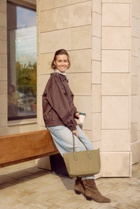 Сумка женская тоут на молнии, 30×11×25 см, зелёная - Фото 10