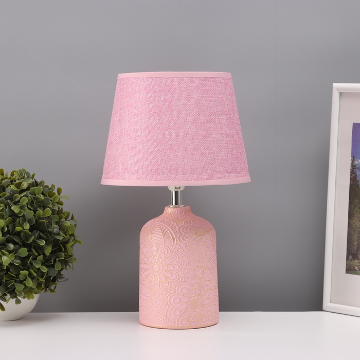 Лампа настольная «Цветочное поле» 1×40 Вт Е14 розовый 20×20×34 см - Фото 1