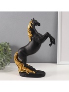 Фигурка полистоун «Конь чёрный с золотой гривой», 6.7×19.5×28 см - фото 54790949