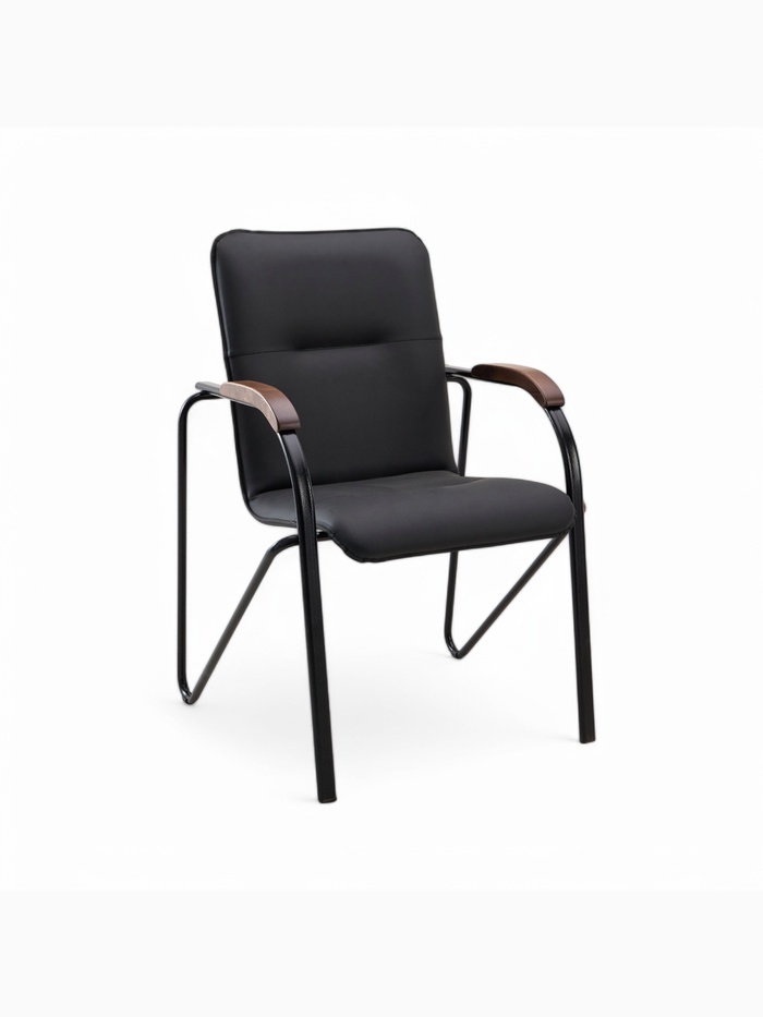 Стул офисный для посетителей «Клик Мебель. Самба», металл/экокожа, цвет чёрный/орех - Фото 1
