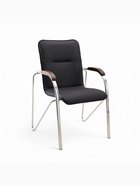 Стул Клик Мебель "Самба" для посетителей, черный/орех, каркас металл хроммированный, обивка экокожа - Фото 1