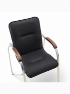 Стул Клик Мебель "Самба" для посетителей, черный/орех, каркас металл хроммированный, обивка экокожа - Фото 6