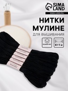 Набор ниток мулине №310, 8±1 м, 6 шт., чёрный - Фото 1
