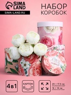 Набор шляпных коробок для цветов 4 в 1, упаковка подарочная, «Нежность», 20×17.5 - 16×14 см - Фото 1