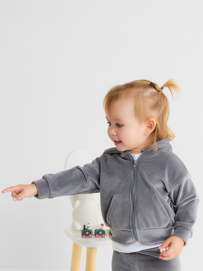 Толстовка детская «Крошка Я» Plushy, рост 74-80 см, серая