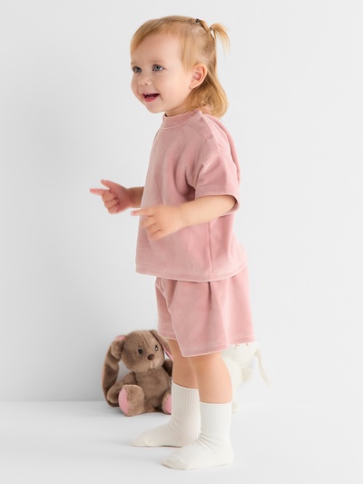 Костюм для девочки (шорты, футболка) «Крошка Я» Plushy, рост 74-80 см, розовый