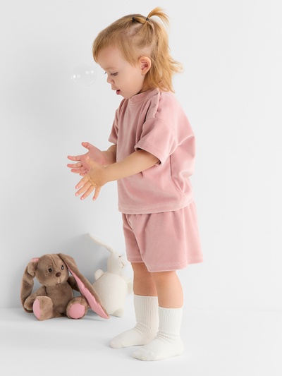 Костюм для девочки (шорты, футболка) «Крошка Я» Plushy, рост 74-80 см, розовый