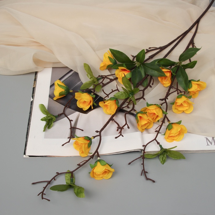 Цветы искусственные «Роза мини карнавал», 70×4 см, жёлтые