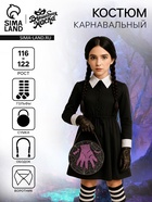 Карнавальный костюм «Маленькая злодейка»: платье, ободок с косами, гольфы, сумка, рост 116-122 см - Фото 1