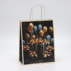 Пакет подарочный крафтовый «Подарки с золотым бантом» 27×22×11 см, 120 г/м² - Фото 1