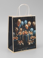 Пакет подарочный крафтовый «Подарки с золотым бантом» 27×22×11 см, 120 г/м² - Фото 1