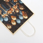 Пакет подарочный крафтовый «Подарки с золотым бантом» 27×22×11 см, 120 г/м² - Фото 3