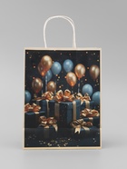 Пакет подарочный крафтовый «Подарки с золотым бантом» 27×22×11 см, 120 г/м² - Фото 4