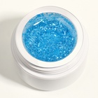 Гель для наращивания, с блёстками, трехфазный, 15 г, LED/UV, прозрачный, голубой - Фото 5