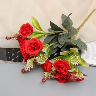 Букет искусственный «Роза индиголетто», h=30 см, МИКС