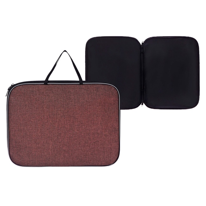 Папка с ручками текстильная А4, Calligrata "Офис", для бумаг, для офиса, нейлон 600D, лён, коричневая, ПМ/1, 350 х 270 х 20 мм - Фото 1