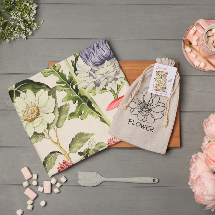 Набор подарочный Flower: полотенце 40×73 см, лопатка - Фото 1
