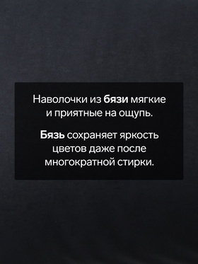 Комплект наволочек «Этель», 50×70 см, 2 шт., чёрный, бязь, хлопок 100%