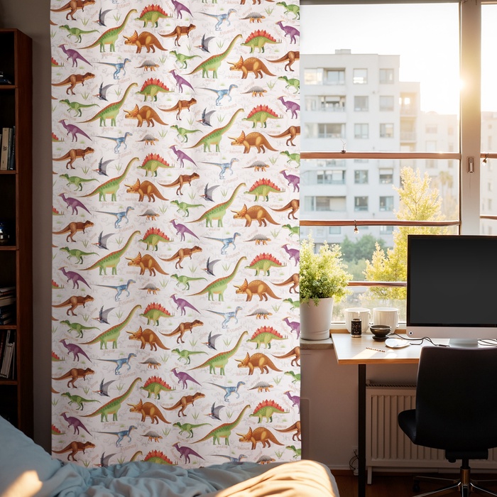 Штора портьерная «Этель. Динозавры», 145×260 см, рогожка - Фото 1
