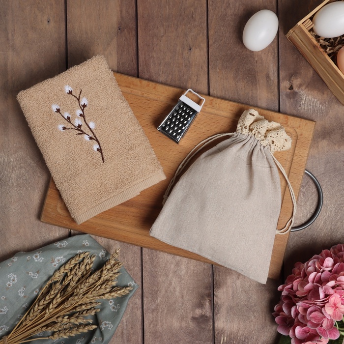 Набор подарочный Willow: полотенце 30×60 см, тёрка 7.7×3.7 см - Фото 1