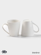 Набор кружек Magistro Edne, 300 мл, 2 шт., фарфор, белый - Фото 2