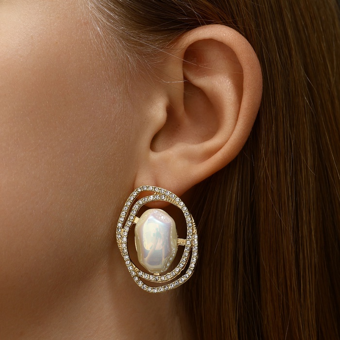 Серьги с жемчугом «Абстракция» желание, цвет белый в золоте, камень форма и цвет МИКС - Фото 1