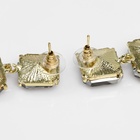 Серьги со стразами «Иллюзион» полутона квадраты, серые в золоте - Фото 2