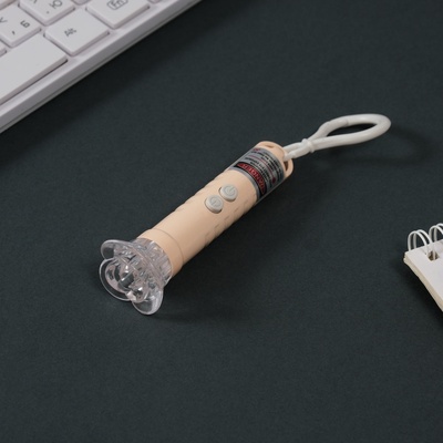 Фонарик-лазер брелок для ключей на карабине «Персиковая», 3 режима, светит, мигает, указка, LR44×3 шт., 3×3×9 см