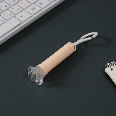 Фонарик-лазер брелок для ключей на карабине «Персиковая», 3 режима, светит, мигает, указка, LR44×3 шт., 3×3×9 см