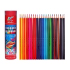 Карандаши 24 цвета, треугольные, деревянные «Морские обитатели», в металлическом тубусе, МИКС - Фото 1