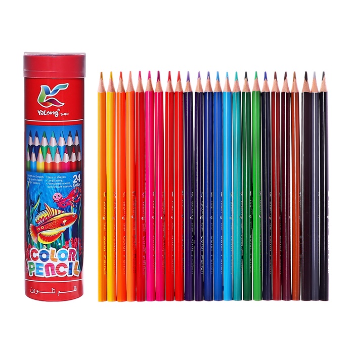 Карандаши 24 цвета, треугольные, деревянные «Морские обитатели», в металлическом тубусе, МИКС - Фото 1