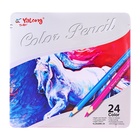 Карандаши 24 цвета, треугольные, деревянные «Пейзаж», в металлическом пенале, МИКС - Фото 8