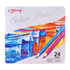 Карандаши 24 цвета, треугольные, деревянные «Пейзаж», в металлическом пенале, МИКС - Фото 9