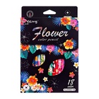 Карандаши 18 цветов, в картонной коробке, шестигранные, деревянные «Цветы на чёрном», МИКС - Фото 3