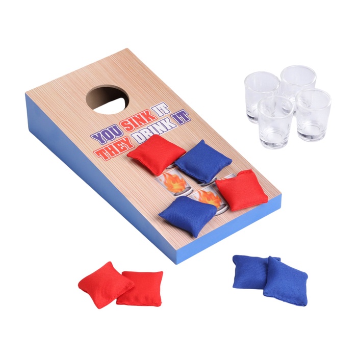

Игра Корнхол алкогольная, 8 подушек, 4 стопки, поле 25.2 х 12.5 х 6 см