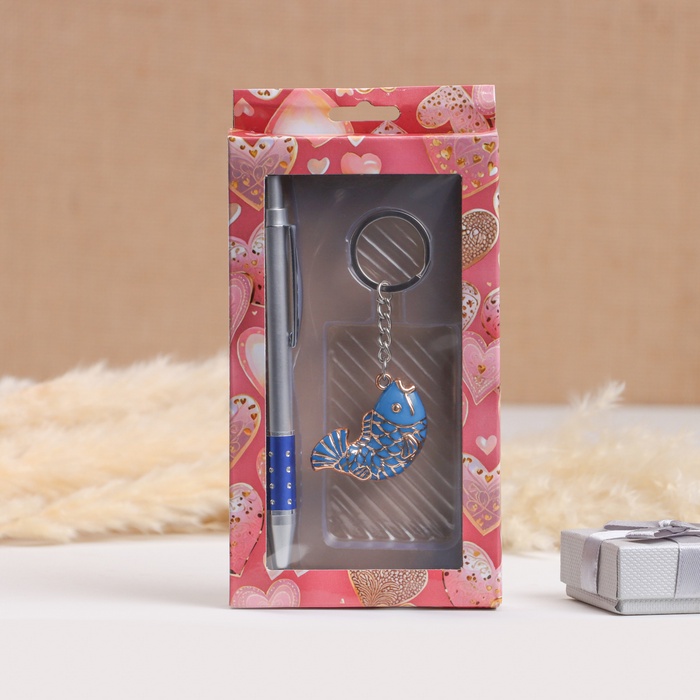 Набор подарочный 2 в 1 (ручка, брелок), МИКС - Фото 1