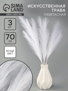 Сухоцветы искусственные «Пампасная трава», 70 см, 3 шт., белый - Фото 1