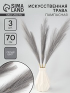 Сухоцветы искусственные «Пампасная трава», 70 см, 3 шт., серый - Фото 1