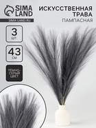 Сухоцветы искусственные «Пампасная трава», 43 см, 3 шт., тёмно-серый - Фото 1