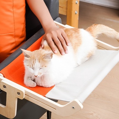 Гамак для кошки на кровать, 45×35×16 см, вес до 15 кг, бежевый/оранжевый