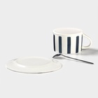 Чайная пара «Линии», 220 мл, с ложкой, блюдце d=15 см, кружка 9.5×7.5×7 см, керамика - Фото 3