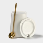 Кружка Simple, 320 мл, 14.5×10.5×8.5 см, с крышкой и ложкой, керамика, белая - Фото 3