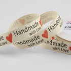 Лента хлопковая Handmade with love15мм*25±1ярд(23м±1м) бежевый/чёрный/красный АУ - фото 322204772