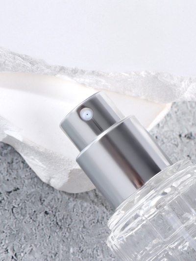 Флакон для парфюма, с распылителем, стеклянный, 30 мл, прозрачный, серебристый